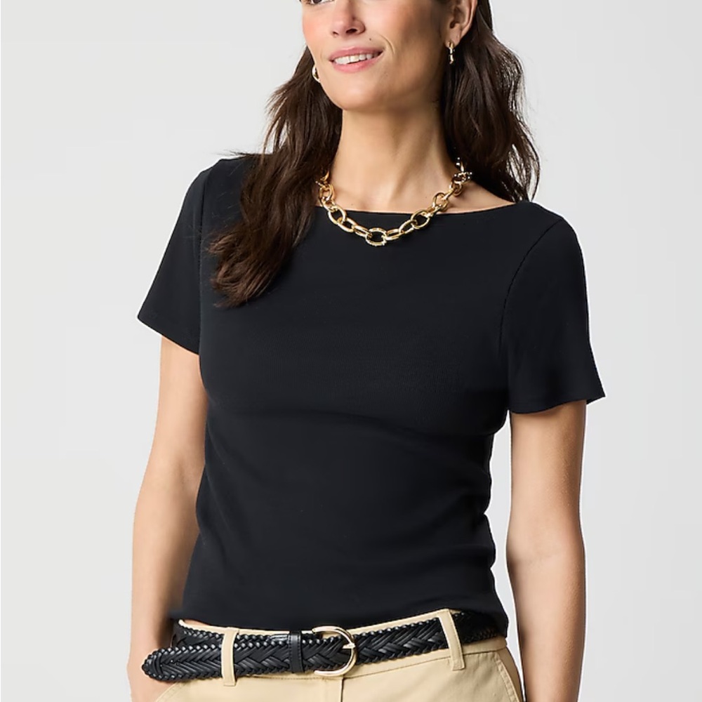 J Crew Factory Classic Ribbed  Black Women's T Shirt